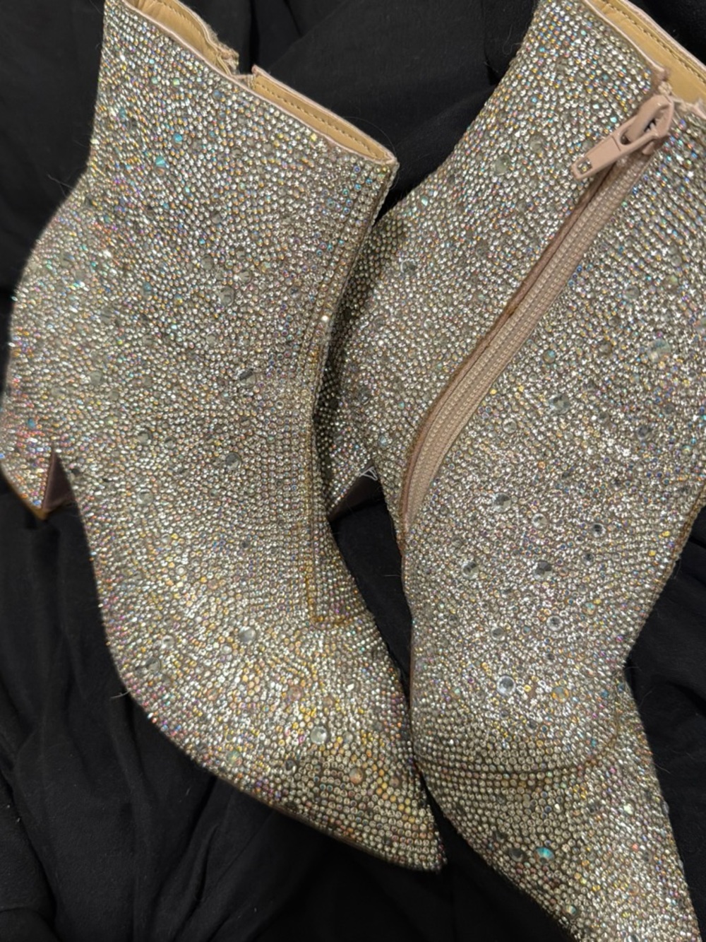 Betsey Johnson Silver rhinestone ankle boots with glittery embellishments - Picture 3 of 3